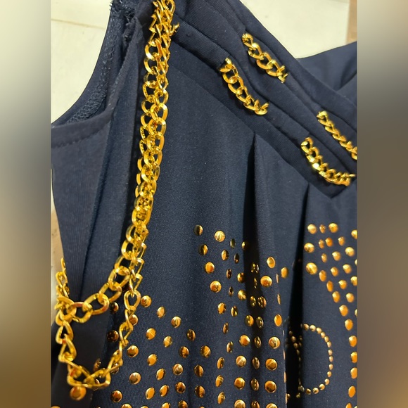 NWT RARE TO FIND roccobarocco gold studded sleeveless top size 6 - Picture 4 of 10